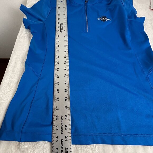 Tail Womens Blue Short Sleeve 1/4 Zip Golf Polo Shirt Tehama Logo Large Stretch - Picture 9 of 9